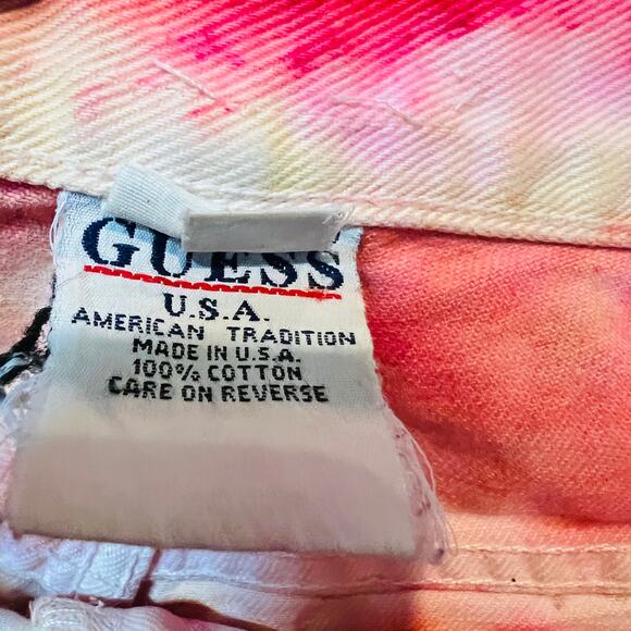Vintage Guess Tie Dye Denim Shorts Jean Short Jorts Casual High Waist - 30 - Picture 7 of 8